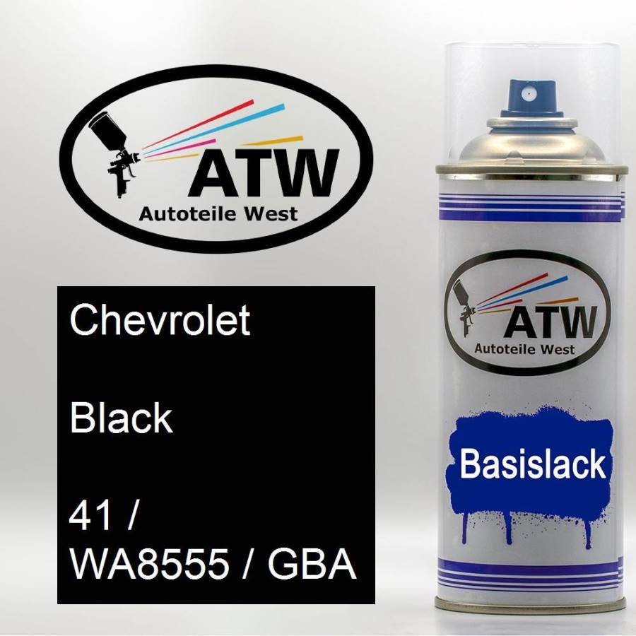 Chevrolet, Black, 41 / WA8555 / GBA: 400ml Sprühdose, von ATW Autoteile West.